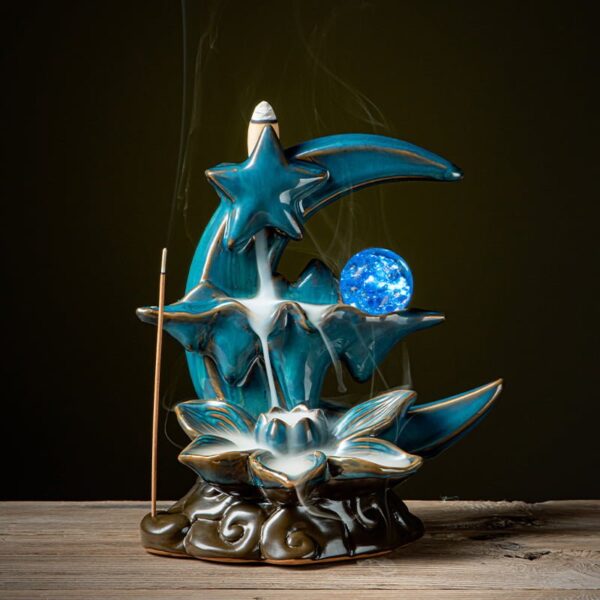 Crescent Moon Star Backflow Incense Burner
