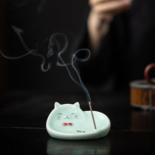 Ceramic Cute Kitten String Incense Burner