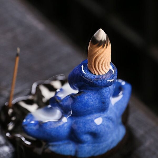 Blue Black Lotus Leaf Handmade Waterfall Backflow Incense Burner