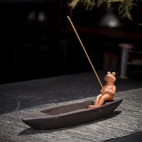 Frog Fishing Boat Incense String Incense Burner