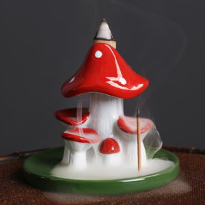 Ceramic Red Mushroom Backflow Incense Burner