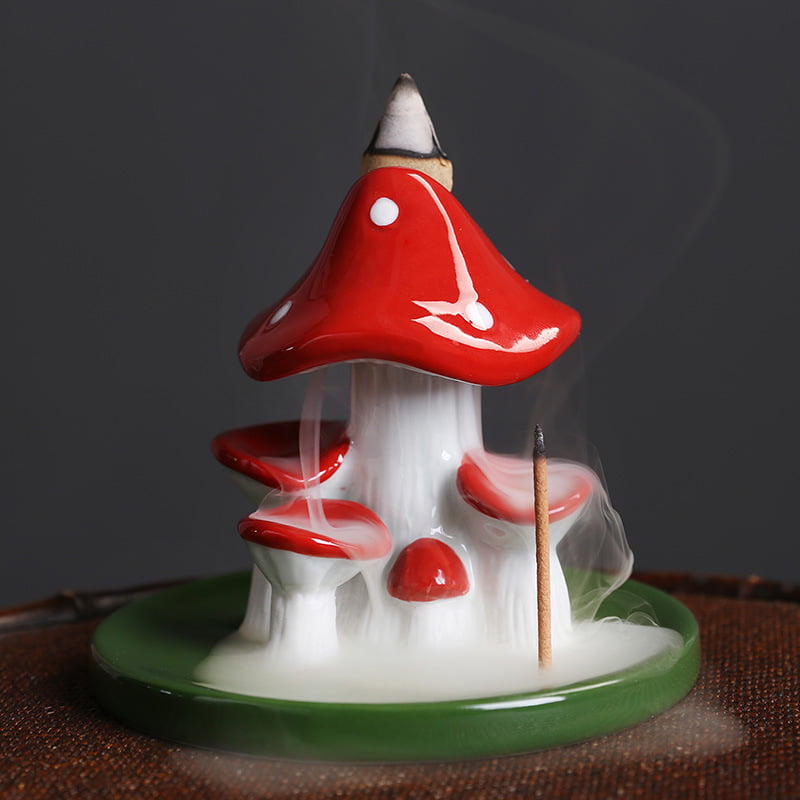 Ceramic Red Mushroom Backflow Incense Burner