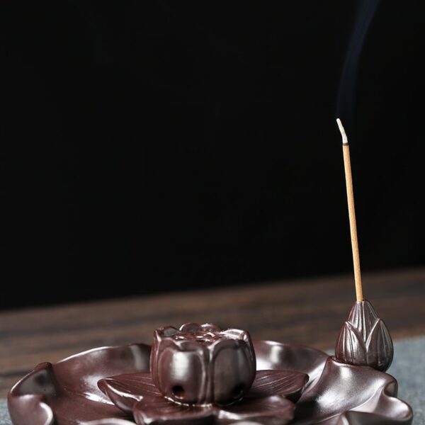 Lotus Flower Lotus Leaf Ceramic Incense Holder Backflow Incense Burner