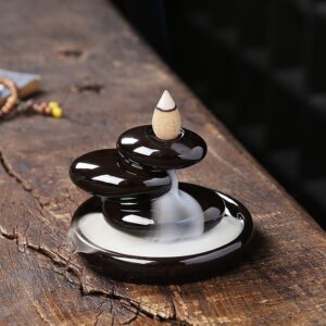 Cobblestone Black Ceramic Unique Backflow Incense Burner Cobblestone Black Ceramic Unique Backflow Incense Burner