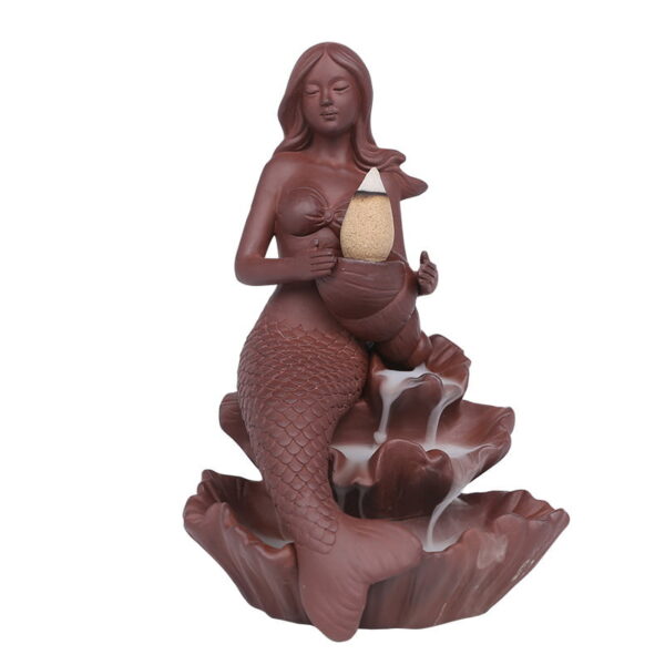 Mermaid Conch Lotus Leaf Reverse Smoke Incense Burner