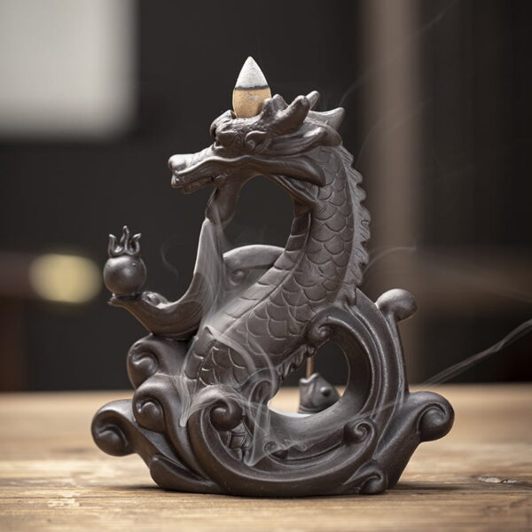 O1CN012JiBc91v2GQaJvYNi_!!2210322006114-0-cib Chinese Dragon Waves Fish Reverse Smoke Incense Burner