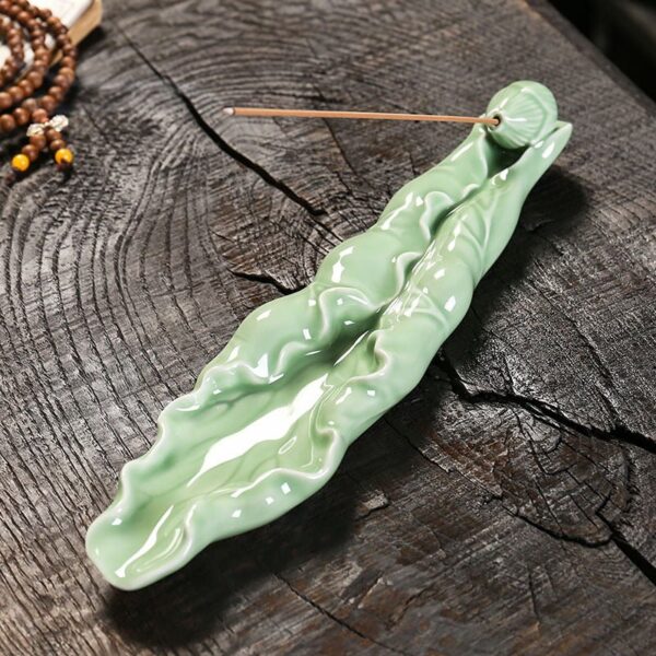 Lotus Leaf Incense Holder Ceramic Agarwood Burner  Incense Burner