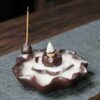 Lotus Flower Lotus Leaf Ceramic Incense Holder Backflow Incense Burner