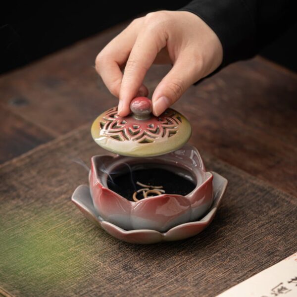 Colored Ceramic Lotus Flower Coil Incense Burner