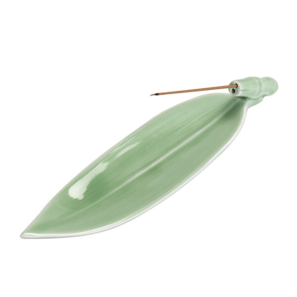 Green Bamboo Leaf Ceramic Incense Smoke Holder