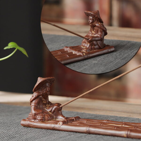 Old Man Fishing Bamboo Raft Incense Stick