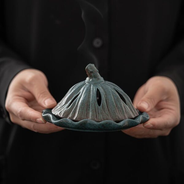 Lotus Seedpod Retro Handcrafted Porcelain Censer Incense Stick Stand