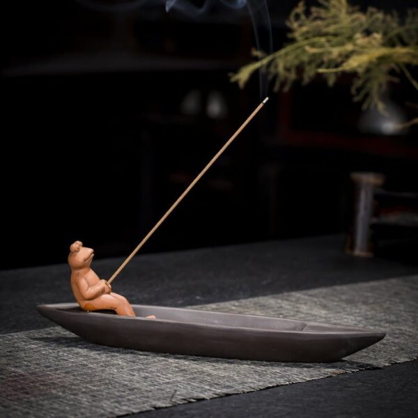 Frog Fishing Boat Incense String Incense Burner