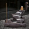 Five-pointed Star Brown Ceramic Hand-Made Incense Fountain Burner