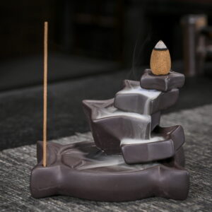 Five-pointed Star Brown Ceramic Hand-Made Incense Fountain Burner Five-pointed Star Brown Ceramic Hand-Made Incense Fountain Burner
