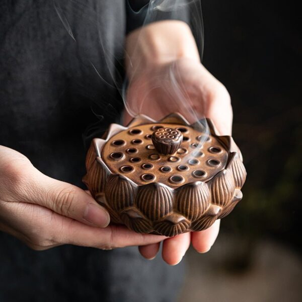 Lotus Flower Lotus Seedpod Ceramic Incense Burner