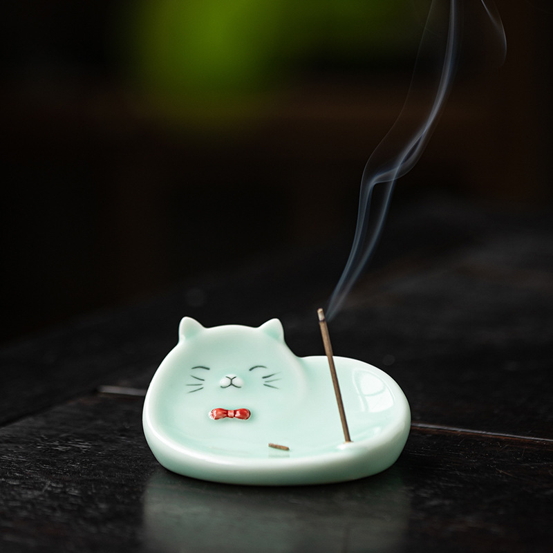 Ceramic Cute Kitten String Incense Burner