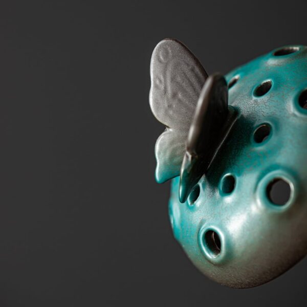 Lotus Flower Butterfly Lotus Pod Ceramic Handmade Incense Holder