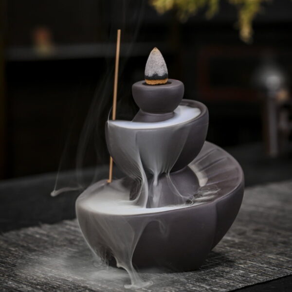 Stones Circling and Winding Purple Sand Incense Ceramics Backflow Aromatherapy Stove