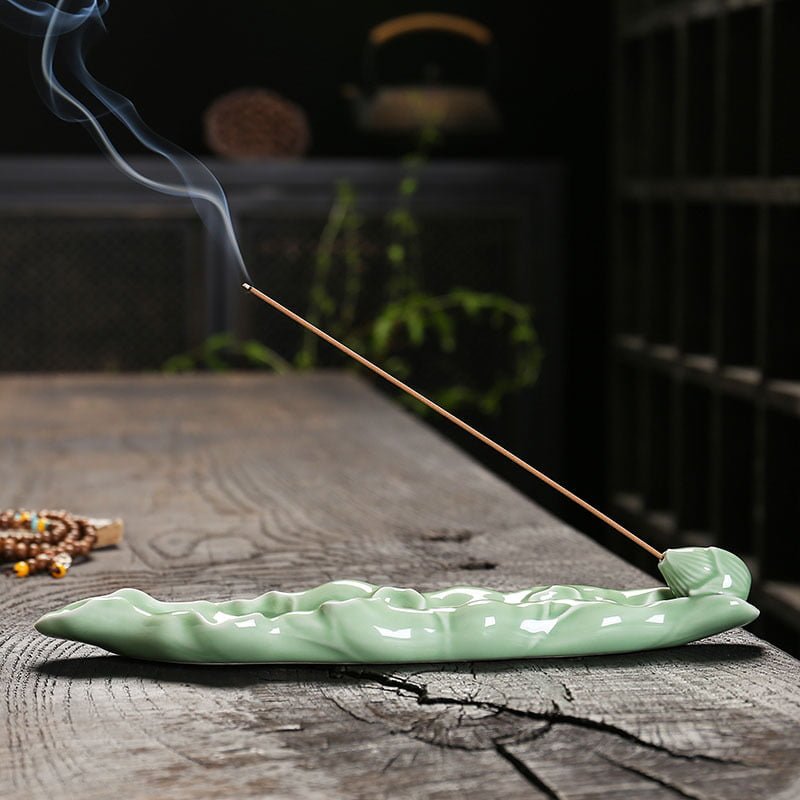 Lotus Leaf Incense Holder Ceramic Agarwood Burner Incense Burner