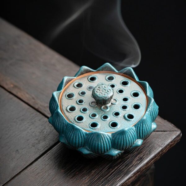 Lotus Flower Lotus Seedpod Ceramic Incense Burner