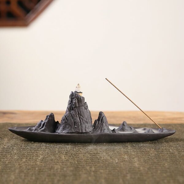 Mountain Hill Boat Ceramic Waterfall Incense Holder