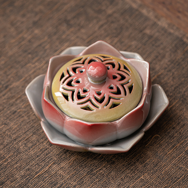 Colored Ceramic Lotus Flower Coil Incense Burner