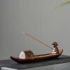 Vintage Boat Old Man Fishing Ceramic Thread Incense Insert