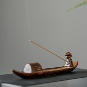 Vintage Boat Old Man Fishing Ceramic Thread Incense Insert Vintage Boat Old Man Fishing Ceramic Thread Incense Insert