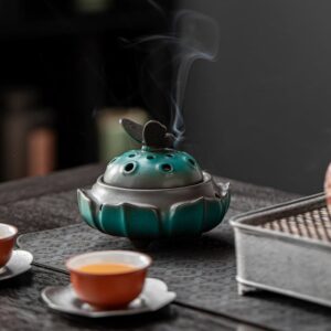 Lotus Flower Butterfly Lotus Pod Ceramic Handmade Incense Holder