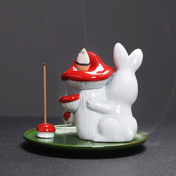 Rabbit Mushroom Ceramic Waterfall Incense Burner