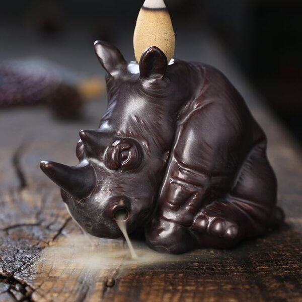 Rhinoceros Hippopotamus Ceramic Waterfall Backflow Incense Holder Rhinoceros Hippopotamus Ceramic Waterfall Backflow Incense Holder
