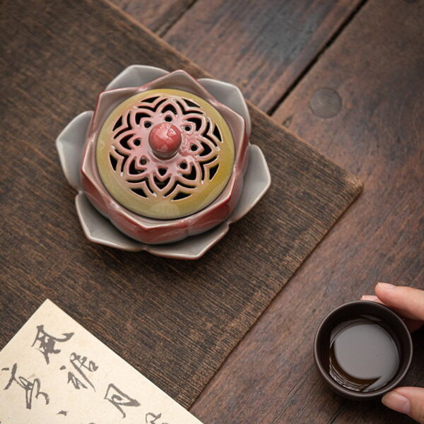 Colored Ceramic Lotus Flower Coil Incense Burner
