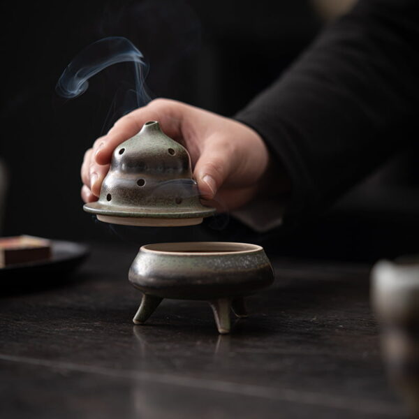 Retro Tripod Handcrafted Porcelain Censer Incense Stand