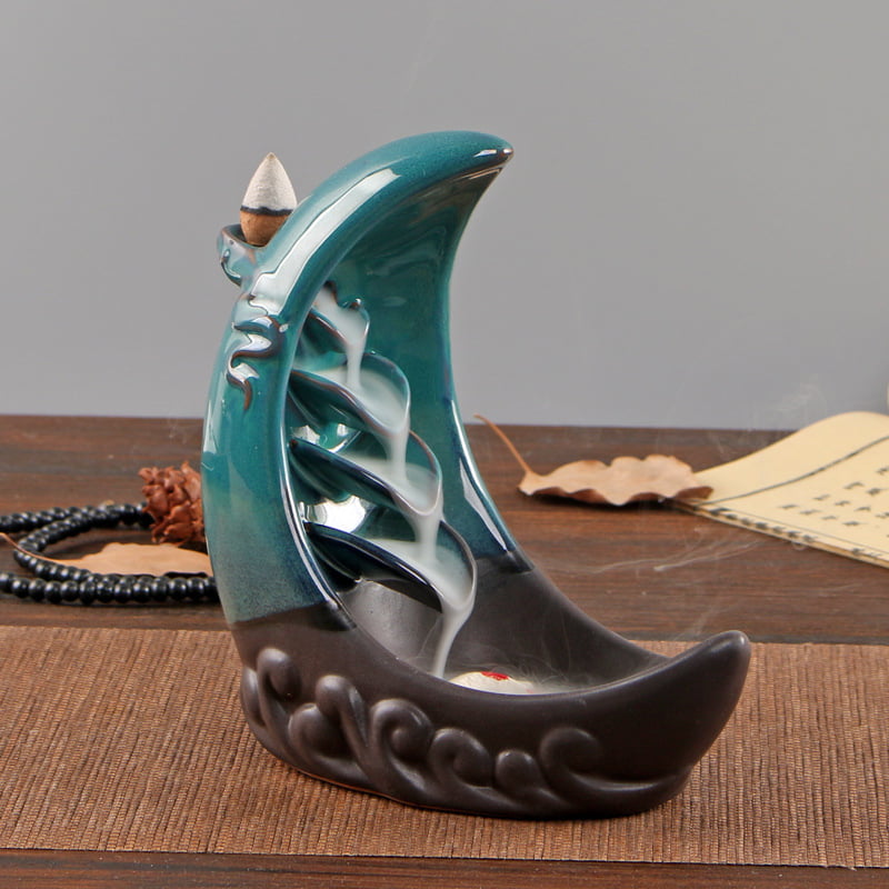 Ceramic Crescent Moon Smoke Fall Fountain