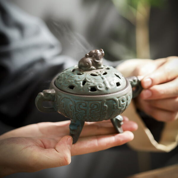 Antique Bronze Pattern Ceramic Incense Burner