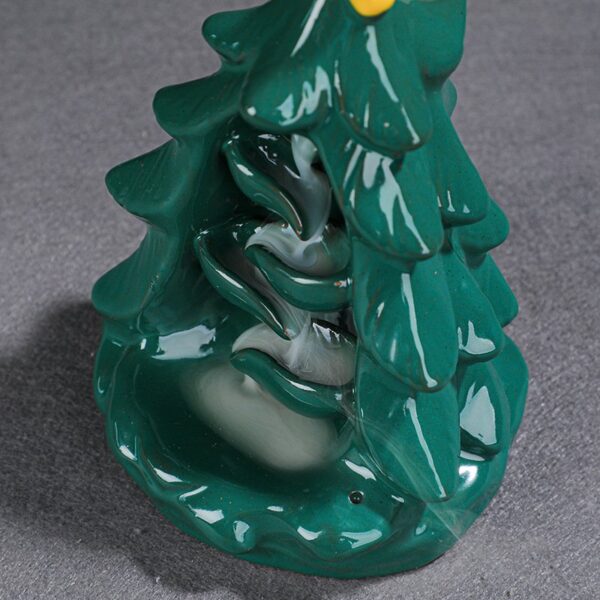 Ceramic Green Christmas Tree Backflow Incense Burner