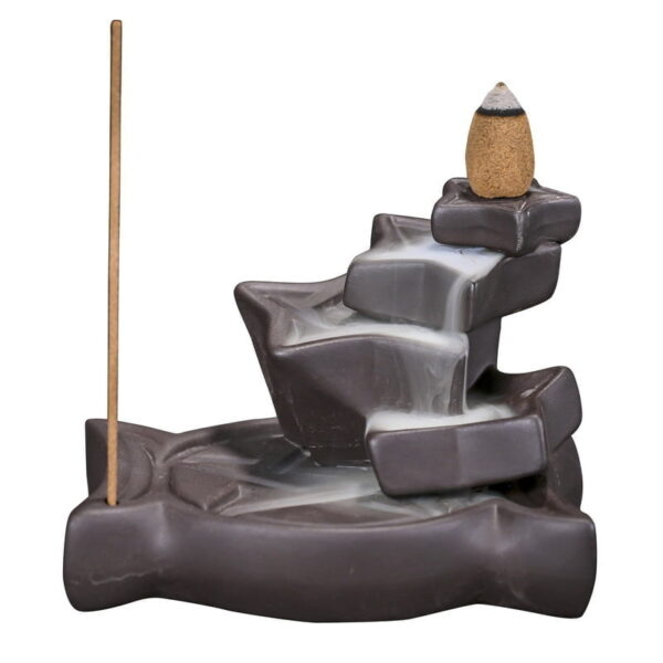 Five-pointed Star Brown Ceramic Hand-Made Incense Fountain Burner