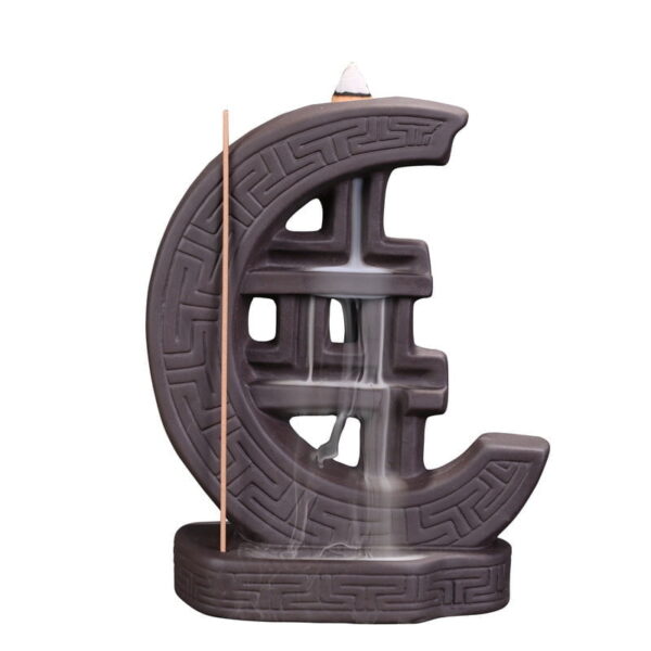 Sickle Crescent Shaped Ceramic Backflow Incense Burner