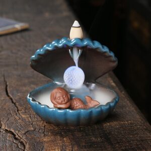 Mermaid Fish Seashell LED Back Burning Incense Burner