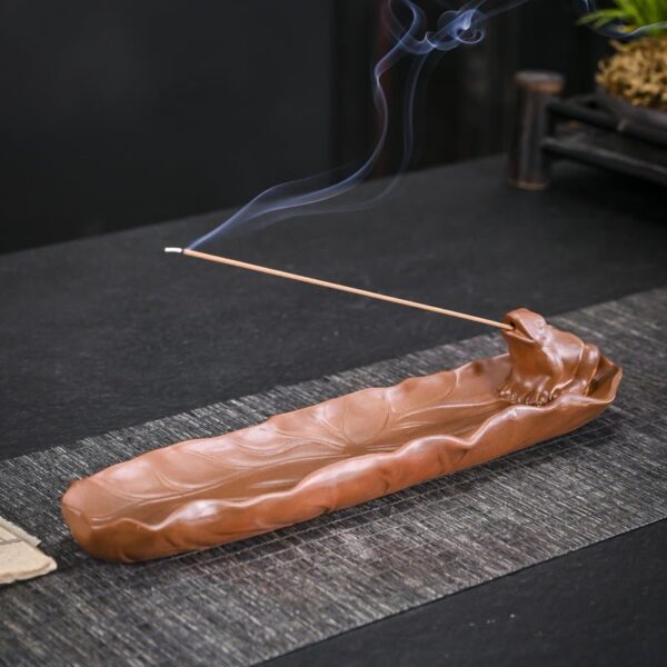 Ceramic Frog Lotus Leaf Backflow Incense Burner