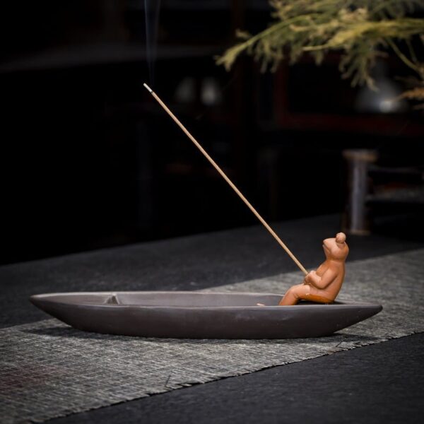 Frog Fishing Boat Incense String Incense Burner