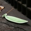 Green Bamboo Leaf Ceramic Incense Smoke Holder - Image 2