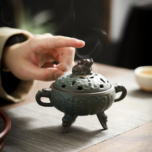 Antique Bronze Pattern Ceramic Incense Burner