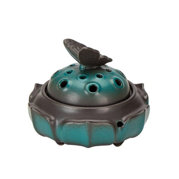 Lotus Flower Butterfly Lotus Pod Ceramic Handmade Incense Holder