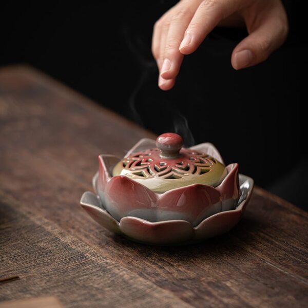 Colored Ceramic Lotus Flower Coil Incense Burner