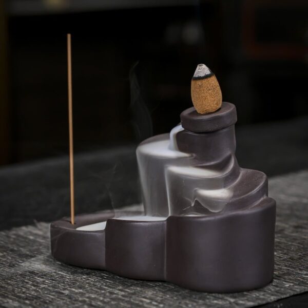 Multi-layer Stones Ceramic Waterfall Incense Cone Holder