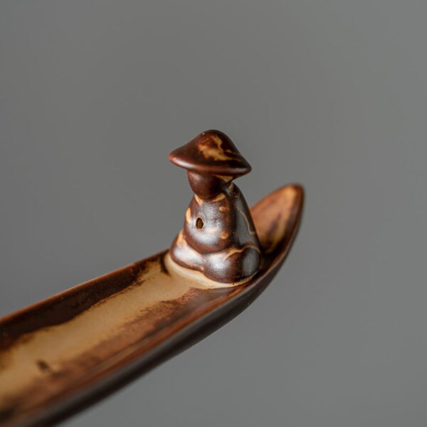 Vintage Boat Old Man Fishing Ceramic Thread Incense Insert