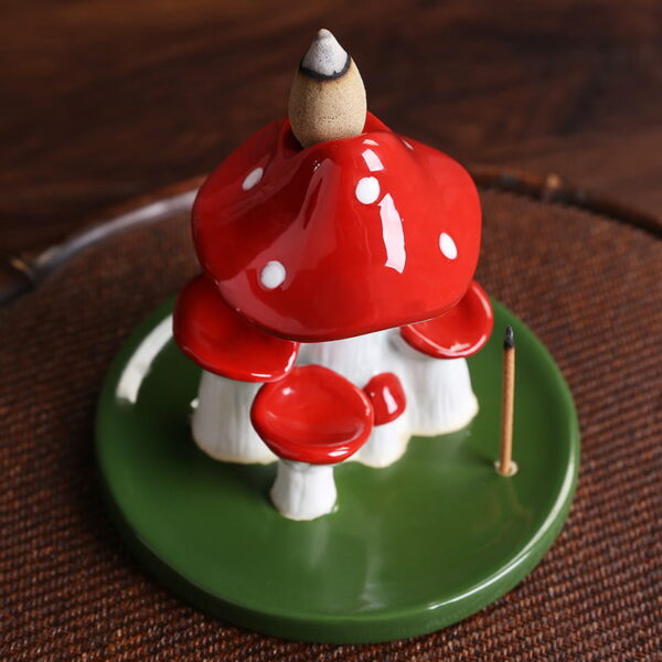 Ceramic Red Mushroom Backflow Incense Burner