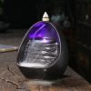 Oval Wave Ceramic Backflow Incense Burner Waterfall With LED Lamp